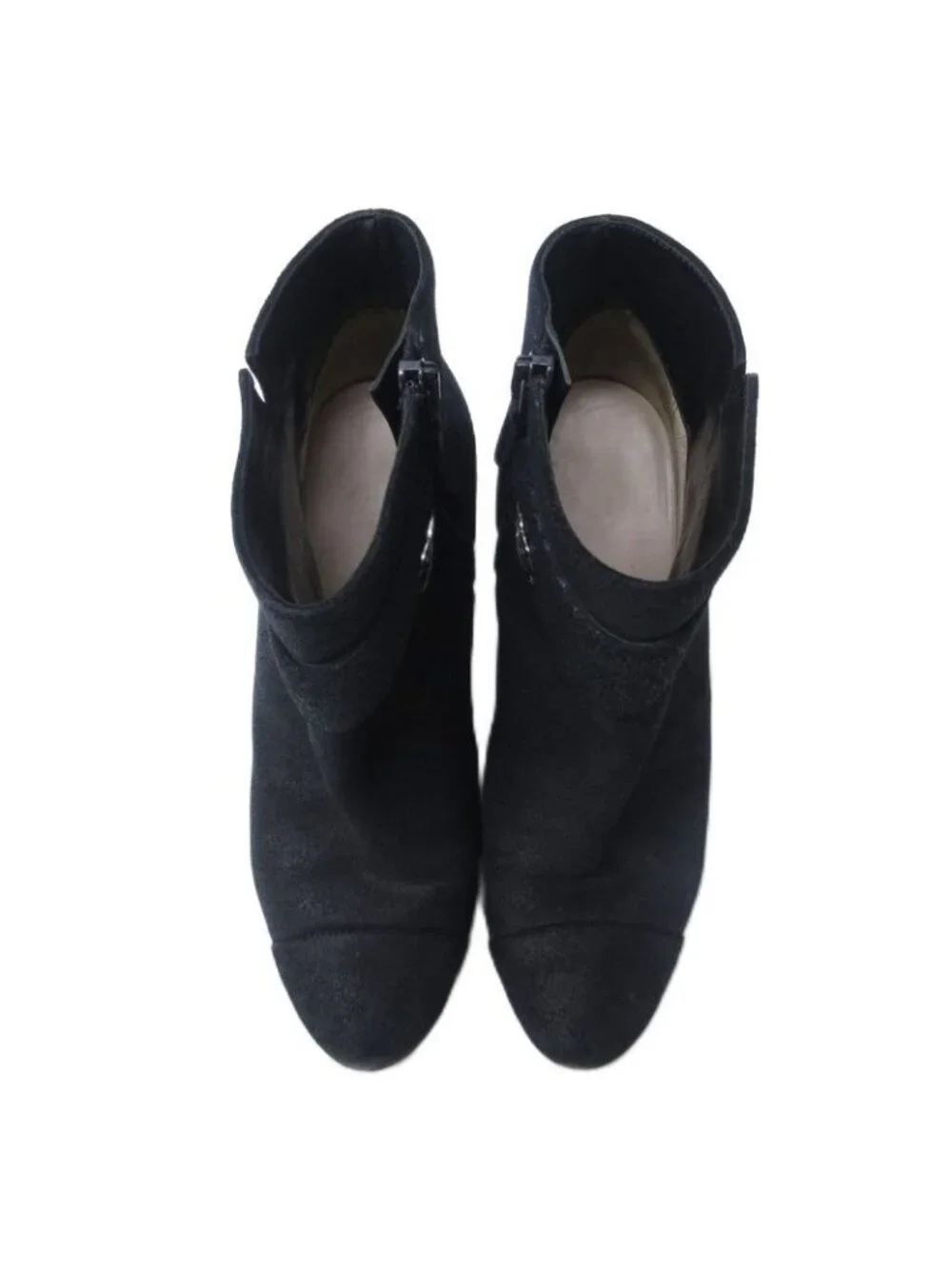 Chanel Suede Coco Mark Short Boots Heel Side Zip Black 36 - Picture 6 of 8